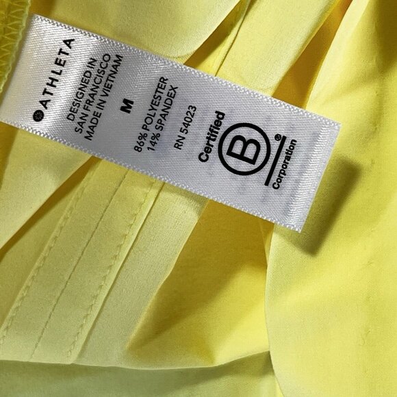 Athleta Boulevard V Neck Tee Neon Yellow MED Shirt NWT Stretchy Featherweight - Picture 6 of 8